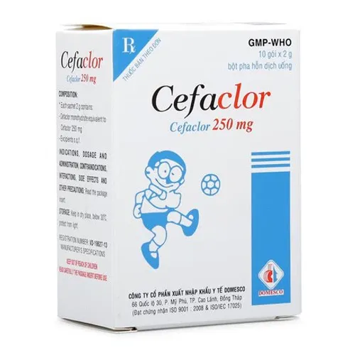 Bột pha uống Cefaclor 250mg Domesco kháng sinh điều trị nhiễm khuẩn (10 gói x 2g)