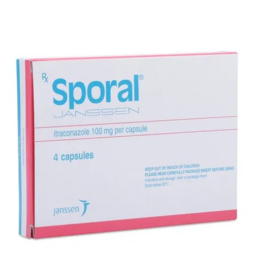 Viên nang Sporal 100mg điều trị các bệnh nhiễm nấm (1 vỉ x 4 viên)