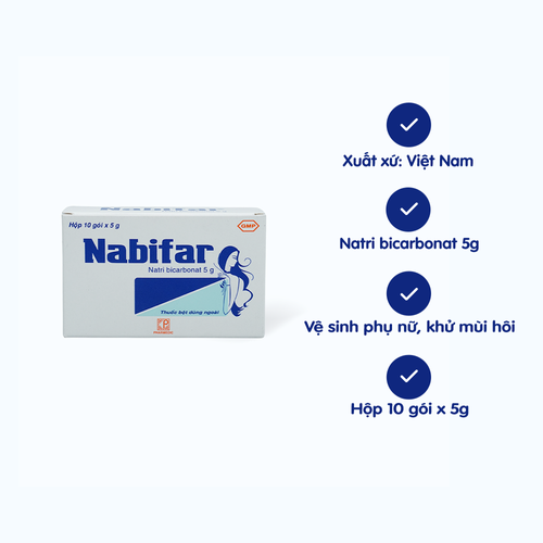 Thuốc bột Nabifar vệ sinh phụ nữ, khử mùi hồi (hộp 10 gói)