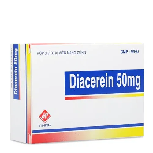 Viên nang Diacerein 50mg - Vidipha điều trị triệu chứng thoái hóa khớp (3 vỉ x 10 viên)