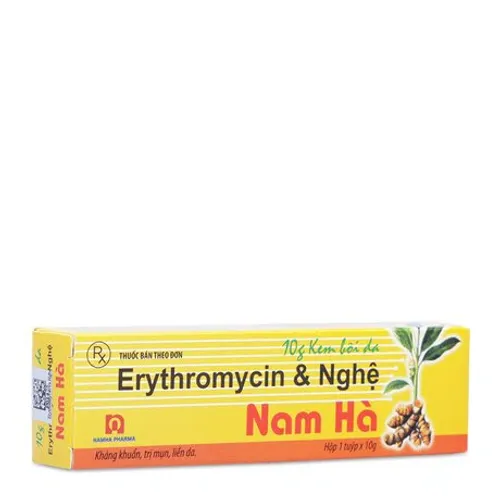 Thuốc dùng ngoài Erythormycin và Nghệ trị mụn nhọt, trứng cá, vết thương, vết bỏng (tuýp 10g)