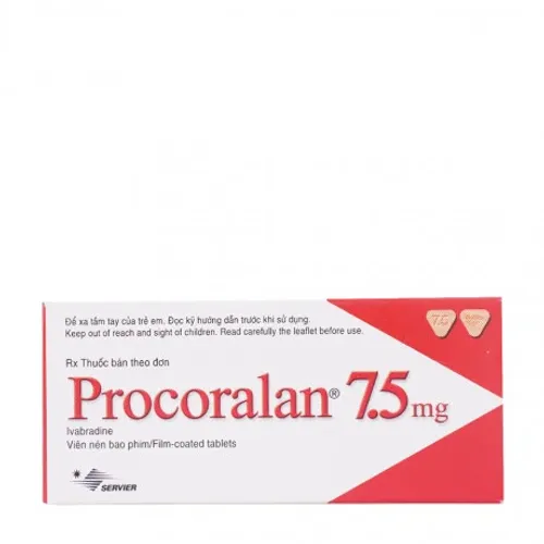 Viên nén Procoralan 7.5mg điều trị đau thắt ngực ổn định (4 vỉ x 14 viên)