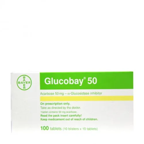 Viên nén Glucobay 50mg điều trị bệnh đái tháo đường type 2 (10 vỉ x 10 viên)