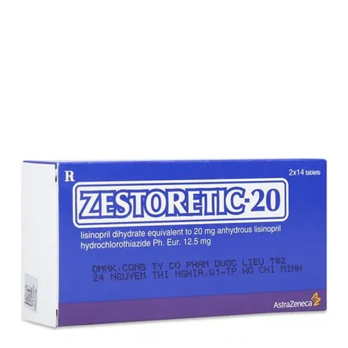 Viên nén Zestoretic 20mg điều trị tăng huyết áp (2 vỉ x 14 viên)
