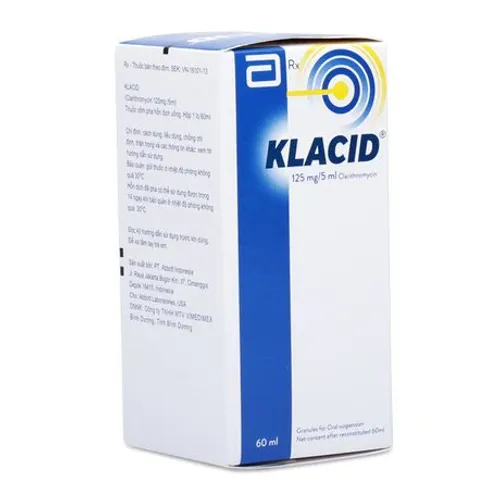 Cốm pha uống Klacid 125mg/5ml điều trị nhiễm khuẩn đường hô hấp (chai 60ml)