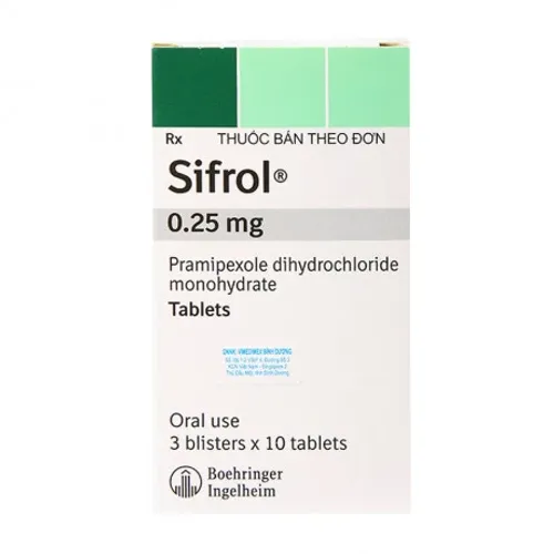Viên nén Sifrol 0,25mg trị bệnh parkinson (3 vỉ x 10 viên)