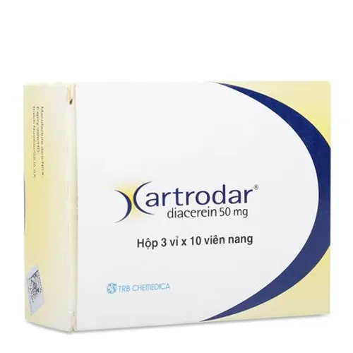 Viên nang Artrodar Diacerein 50 mg điều trị triệu chứng thoái hóa khớp (3 vỉ x 10 viên)