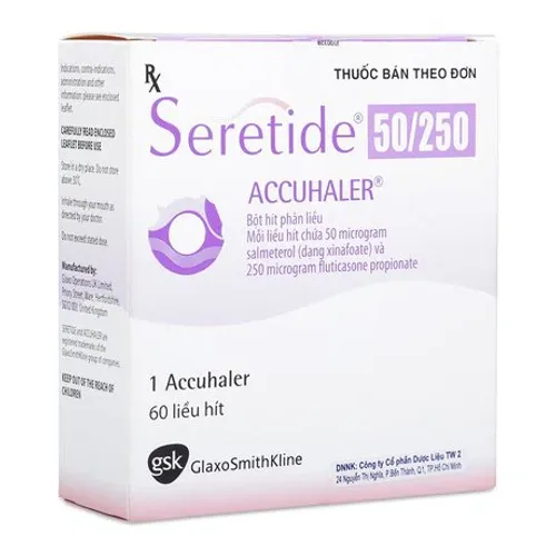 Bột hít Seretide Accuhaler 50/250mcg điều trị hen, bệnh phổi tắc nghẽn mãn tính (hộp 60 liều)
