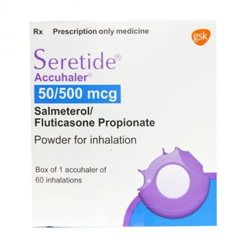 Bột hít Seretide Accuhaler 50/500mcg điều trị hen, bệnh phổi tắc nghẽn mãn tính (hộp 60 liều)