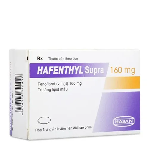 Viên nén Hafenthyl Supra 160mg điều trị tăng cholesterol máu, giảm mỡ máu (3 vỉ x 10 viên)