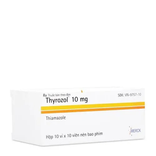 Viên nén Thyrozol 10mg điều trị cường giáp (10 vỉ x 10 viên)
