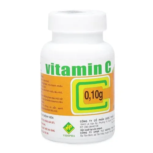 Viên nén Vitamin C 100mg phòng và trị thiếu vitamin C (chai 200 viên)