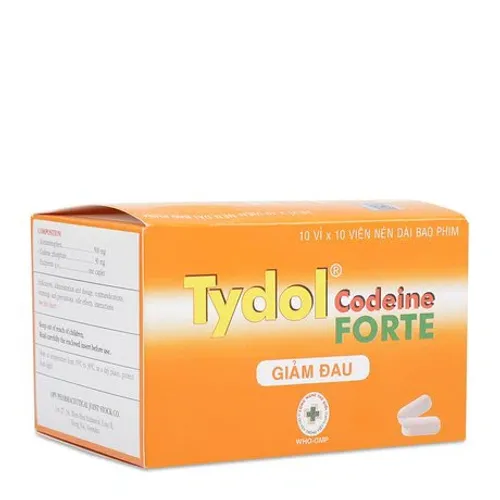 Viên nén Tydol codeine Forte 500mg/30mg giảm đau cấp tính ở mức độ trung bình (10 vỉ x 10 viên)