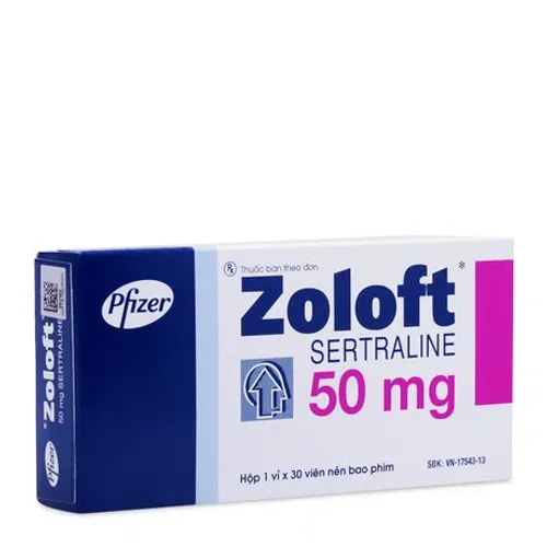 Viên nén Zoloft Sertraline 50mg Pfizer điều trị triệu chứng bệnh trầm cảm (1 vỉ x 30 viên)