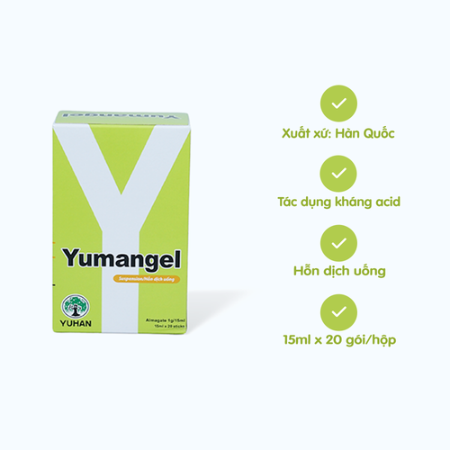 Hỗn dịch uống Yumangel trị viêm loét dạ dày tá tràng, trào ngược dạ dày thực quản (20 gói x 15ml)
