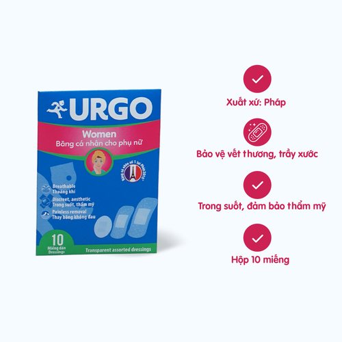 Băng cá nhân cho phụ nữ URGO Women bảo vệ vết thương nhỏ 3 size (Gói 10 miếng)