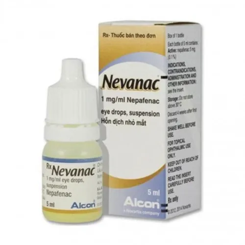 Hỗn dịch nhỏ mắt Nevanac 0,1% điều trị viêm, đau sau phẫu thuật đục thủy tinh thể (chai 5ml)