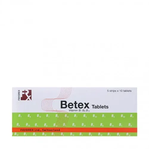 Viên nén Betex điều trị rối loạn do thiếu vitamin B1, B6, B12 (5 vỉ x 10 viên)