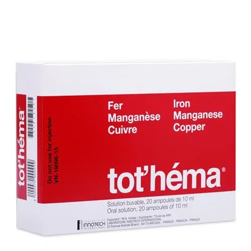 Dung dịch uống Tothema bổ sung sắt, bổ máu (2 vỉ x 10 ống)