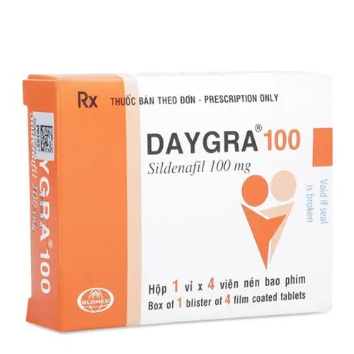 Viên nén Daygra 100mg điều trị rối loạn cương dương ở nam giới (1 vỉ x 4 viên)