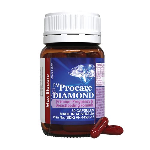 Viên nang PM Procare Diamond bổ sung vitamin, Omega-3 cho phụ nữ có thai,cho con bú (chai 30 viên)