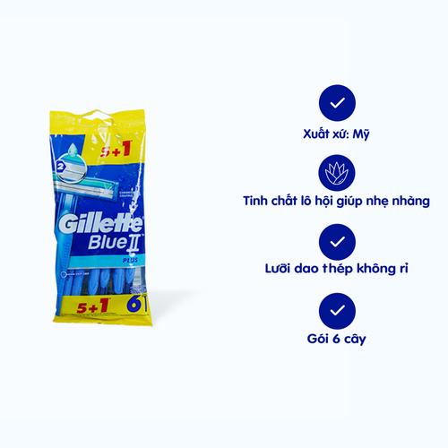 Dao cạo râu Gillette Blue II Plus (6 cái/gói)
