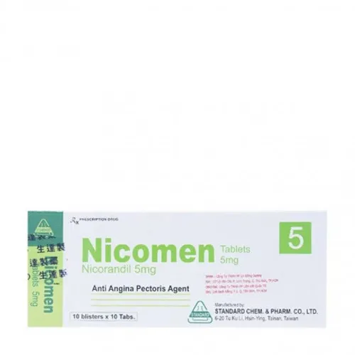Viên nén NICOMEN 5MG điều trị đau thắt ngực (10 vỉ x 10 viên)