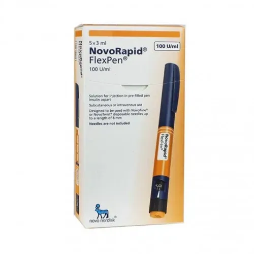 Dung dịch tiêm Novorapid Flexpen 100U/ml insulin trị đái tháo đường (hộp 5 bút)