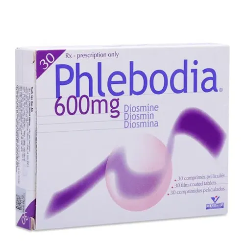 Viên nén Phlebodia 600mg điều trị suy tĩnh mạch, trĩ cấp tính (2 vỉ x 15 viên)