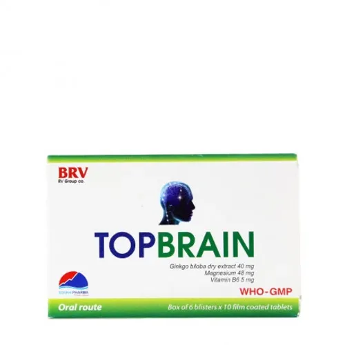Viên nén Topbrain tăng cường tuần hoàn não, tăng cường trí nhớ, giảm stress (6 vỉ x 10 viên)