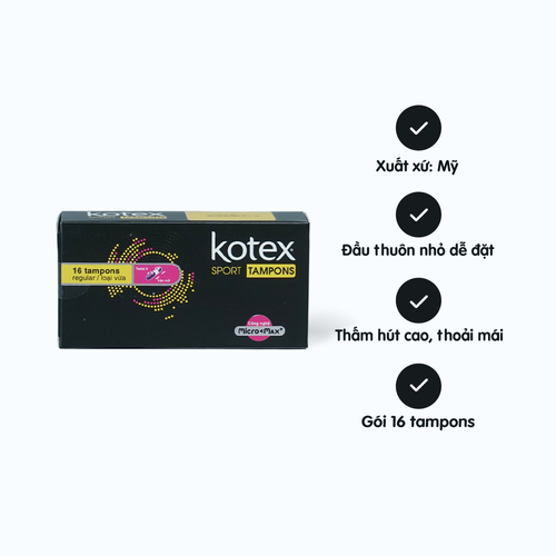 Băng vệ sinh Kotex Luxe Tampons (Hộp 16 Tampons loại vừa)