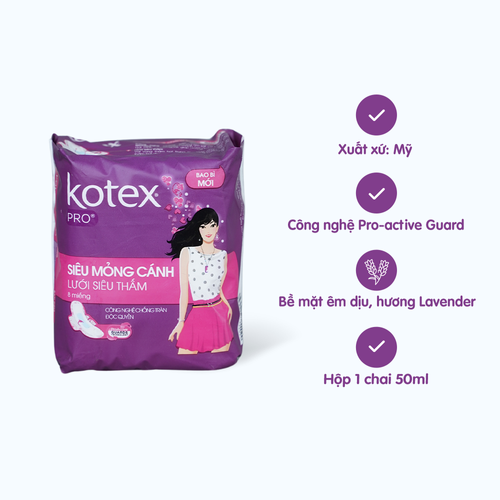 Băng vệ sinh siêu mỏng cánh Kotex Pro (8 miếng/gói)