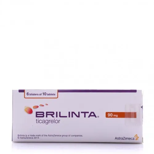 Viên nén Brilinta 90mg phòng ngừa các biến cố huyết khối do xơ vữa động mạch (6 vỉ x 10 viên)