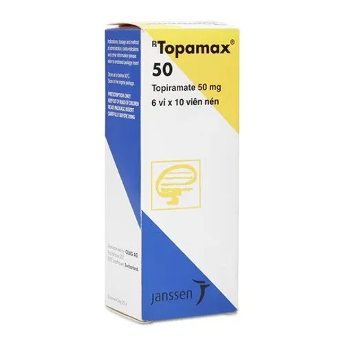 Viên nén Topamax 50mg điều trị động kinh, dự phòng đau đầu migraine (6 vỉ x 10 viên)