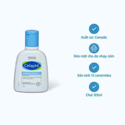 Sữa rửa mặt CETAPHIL Gentle Skin Cleanser giúp làm sạch và làm dịu da  (Chai 125ml)