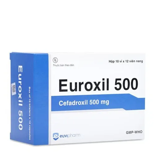 Viên nang EUROXIL 500mg điều trị nhiễm khuẩn đường tiểu, da, viêm họng (10 vỉ x 12 viên)