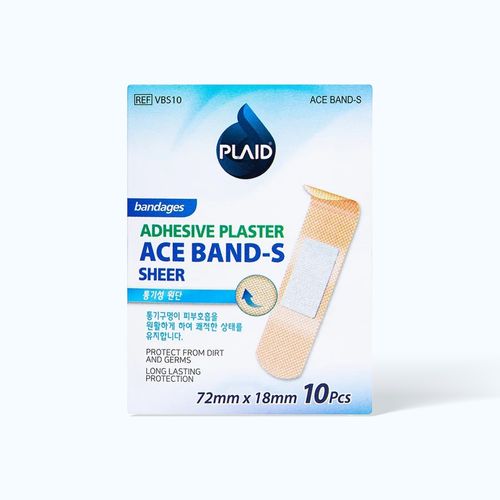 Băng cá nhân màu da ACE BAND-S Sheer bảo vệ vết thương hở 72mm x 18mm (Hộp 10 miếng)