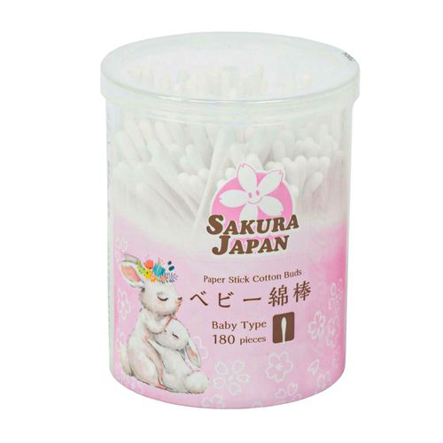 Tăm bông kháng khuẩn cho trẻ em Sakura Baby TB02 (180 que/hộp)