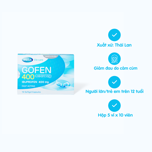 Viêm nang mềm Gofen 400 giảm đau, hạ sốt, chống viêm (5 vỉ x 10 viên)