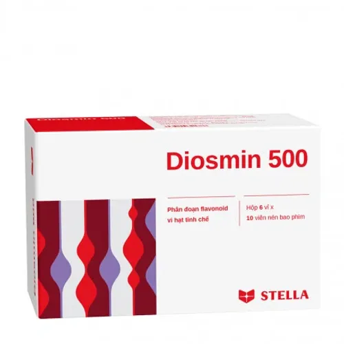 Viên nén Diosmin Stella 500mg điều trị suy tĩnh mạch, trĩ cấp tính (6 vỉ x 10 viên)