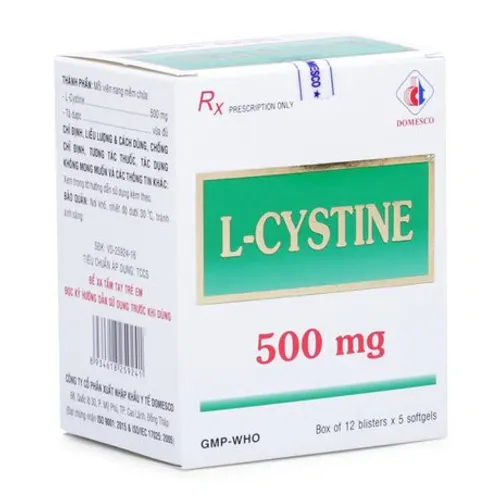 Viên nang L - Cystine 500 mg Domesco hỗ trợ điều trị rối loạn dưỡng tóc và móng (12 vỉ x 5 viên)