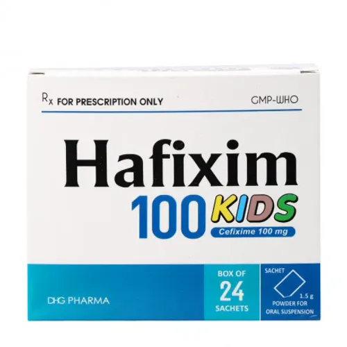 Bột pha uống Hafixim 100mg DHG kháng sinh điều trị nhiễm khuẩn (hộp 24 gói)
