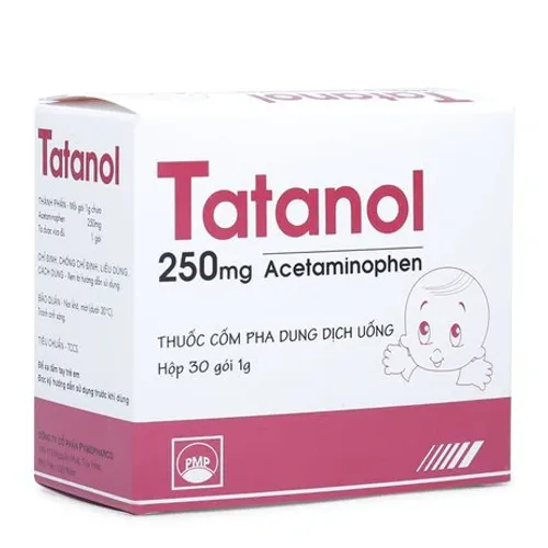 Cốm pha dung dịch uống Tatanol 250 mg giảm đau, hạ sốt (hộp 30 gói)