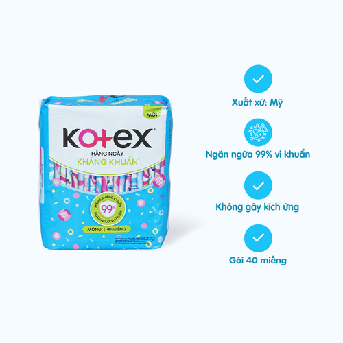 Băng vệ sinh hằng ngày Kotex (40 miếng/gói)