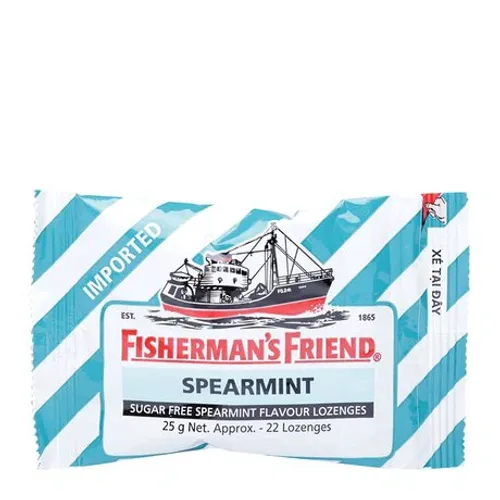 Kẹo cay con tàu không đường vị lục bạc hà Fisherman's Friend Spearmint (25g)
