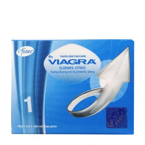 Viên nén Viagra 50mg điều trị các tình trạng rối loạn cương dương (1 vỉ x 1 viên)
