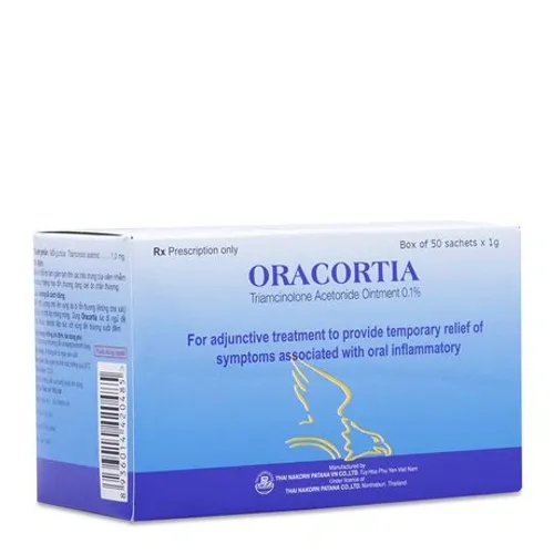 Thuốc dùng ngoài Oracortia 1g trị viêm nhiễm khoang miệng (hộp 50 gói)
