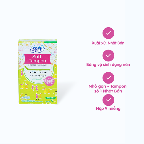 Băng vệ sinh Sofy Soft Tampon mềm mại (9 miếng/hộp)