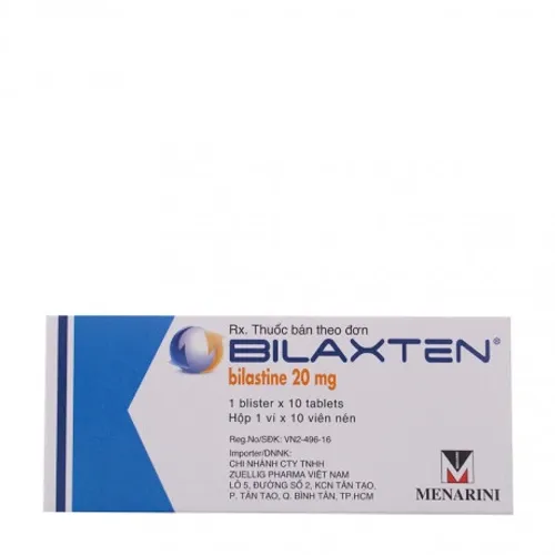 Viên nén Bilaxten 20mg điều trị triệu chứng viêm mũi dị ứng, mày đay (1 vỉ x 10 viên)