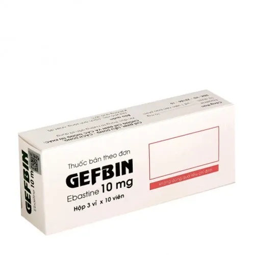 Viên nén Gefbin 10mg trị viêm mũi dị ứng, mày đay (3 vỉ x 10 viên)